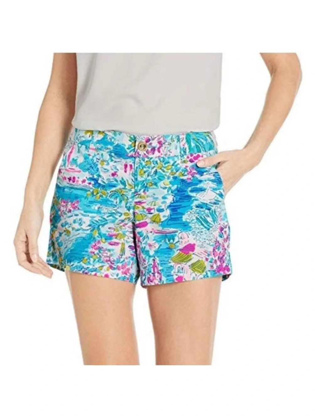 Lilly Pulitzer Callahan Shorts Postcards From Positano Size 0 Excellent Cond